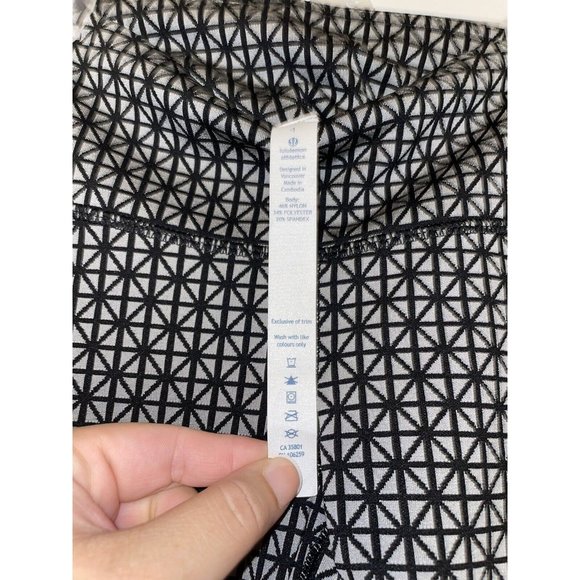 Lululemon Wunder Under Full-On Luon leggings Tri Geo Silver Spoon Black Size 4 - Picture 3 of 6